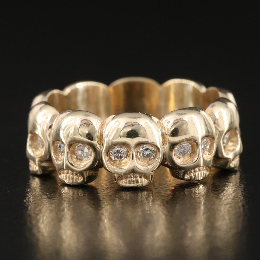 14K 0.40 CTW Diamond Skull Eternity Band