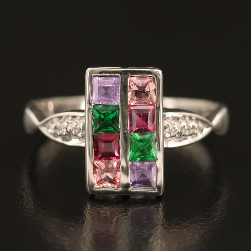 Sterling Gemstone Ring with Tourmaline, Sapphire and Zircon