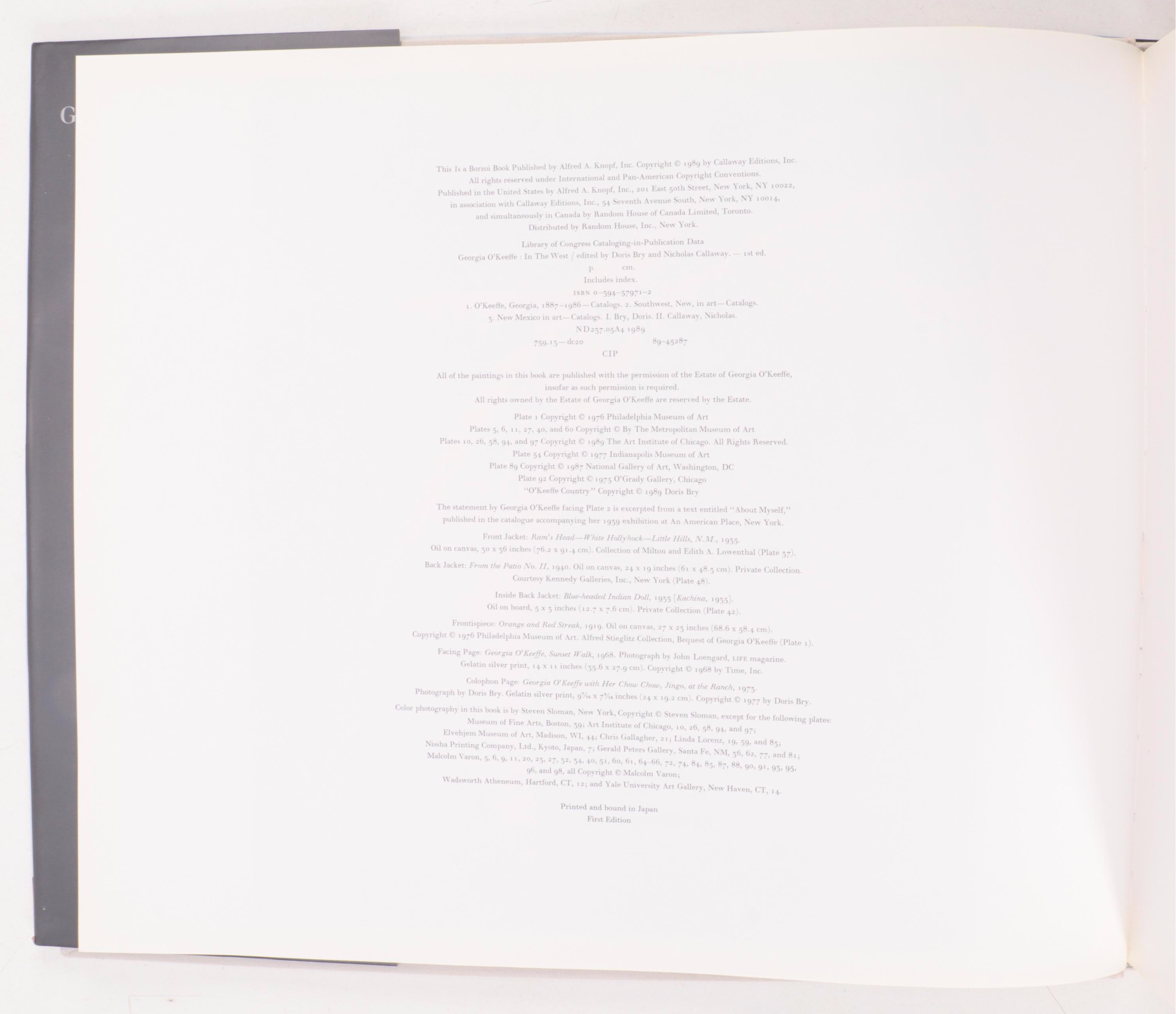 "Georgia O'Keeffe: In The West" Edited by Doris Bry and Nicholas Callaway, 1989