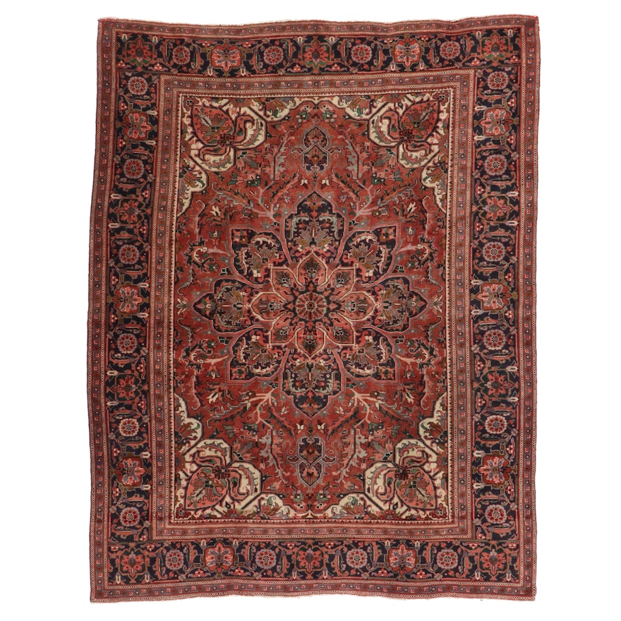 9'8 x 12'6 Hand-Knotted Persian Heriz Room Sized Rug