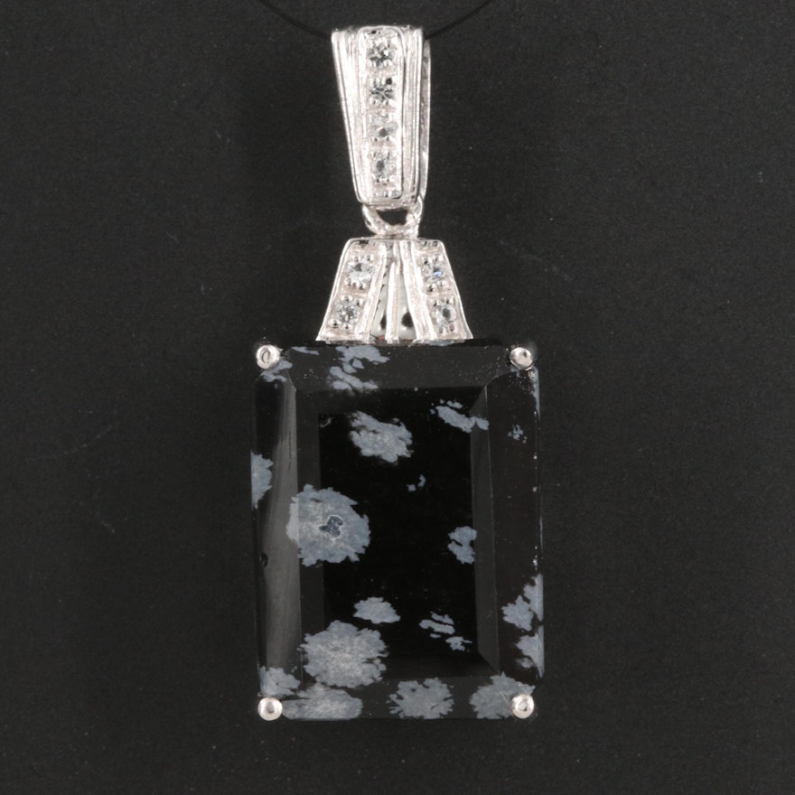 Sterling Obsidian and Topaz Pendant