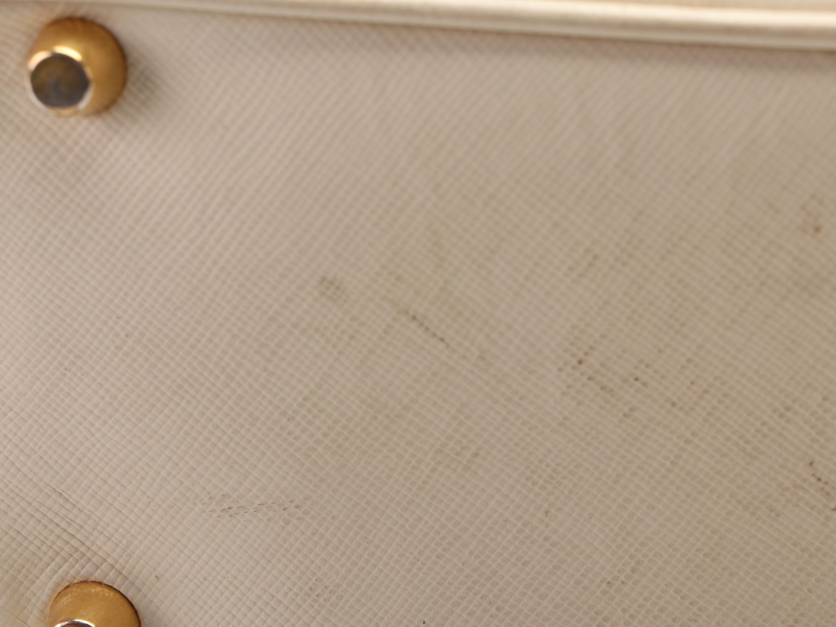 Prada Bauletto Bag in Off-White Saffiano Leather