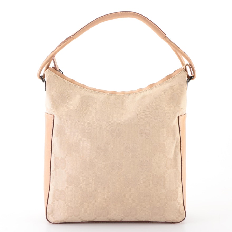 Gucci Shoulder Bag in Beige GG Canvas Large and Leather