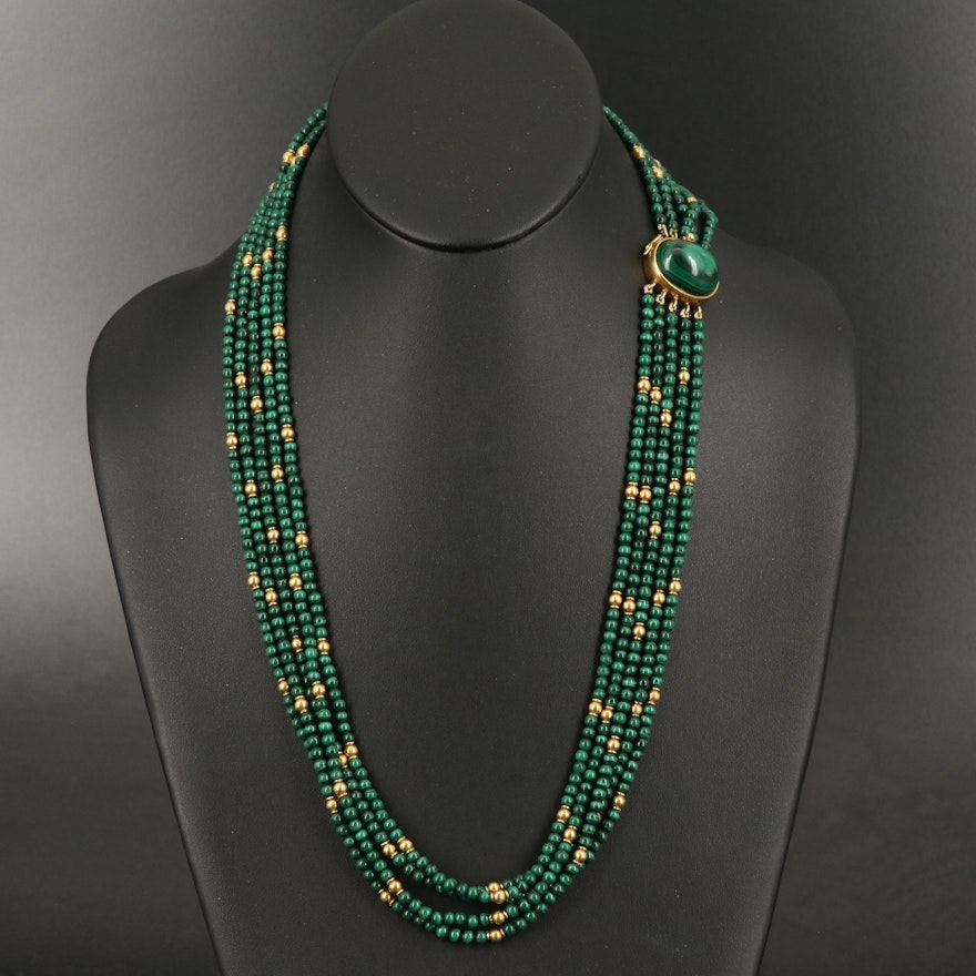 18K Malachite Multi-Strand Necklace