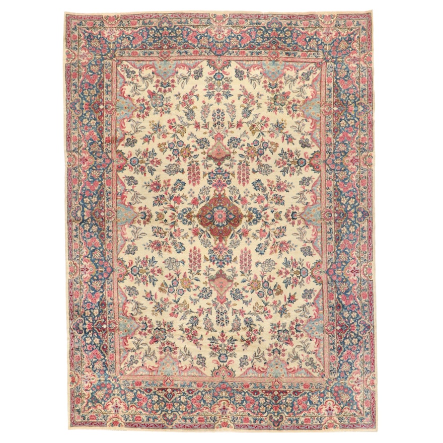 8'11 x 12'1 Hand-Knotted Persian Kerman Room Sized Rug