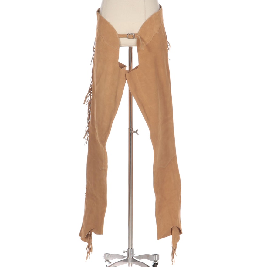 Western Style Fringed Buckskin Shotgun Chaps