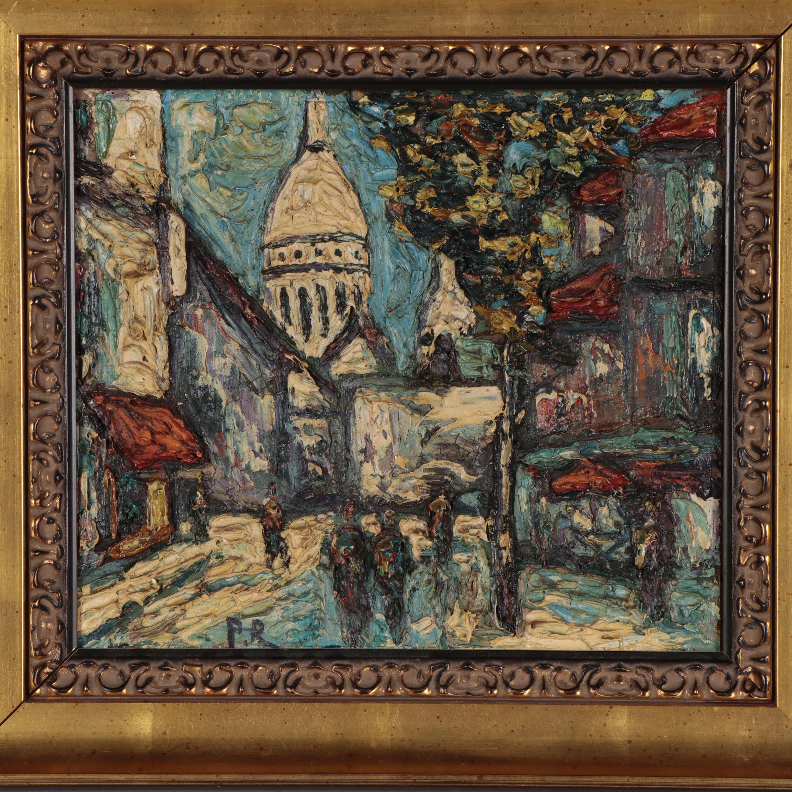 Preben Rasmussen Cityscape Oil Painting, Mid-20th Century