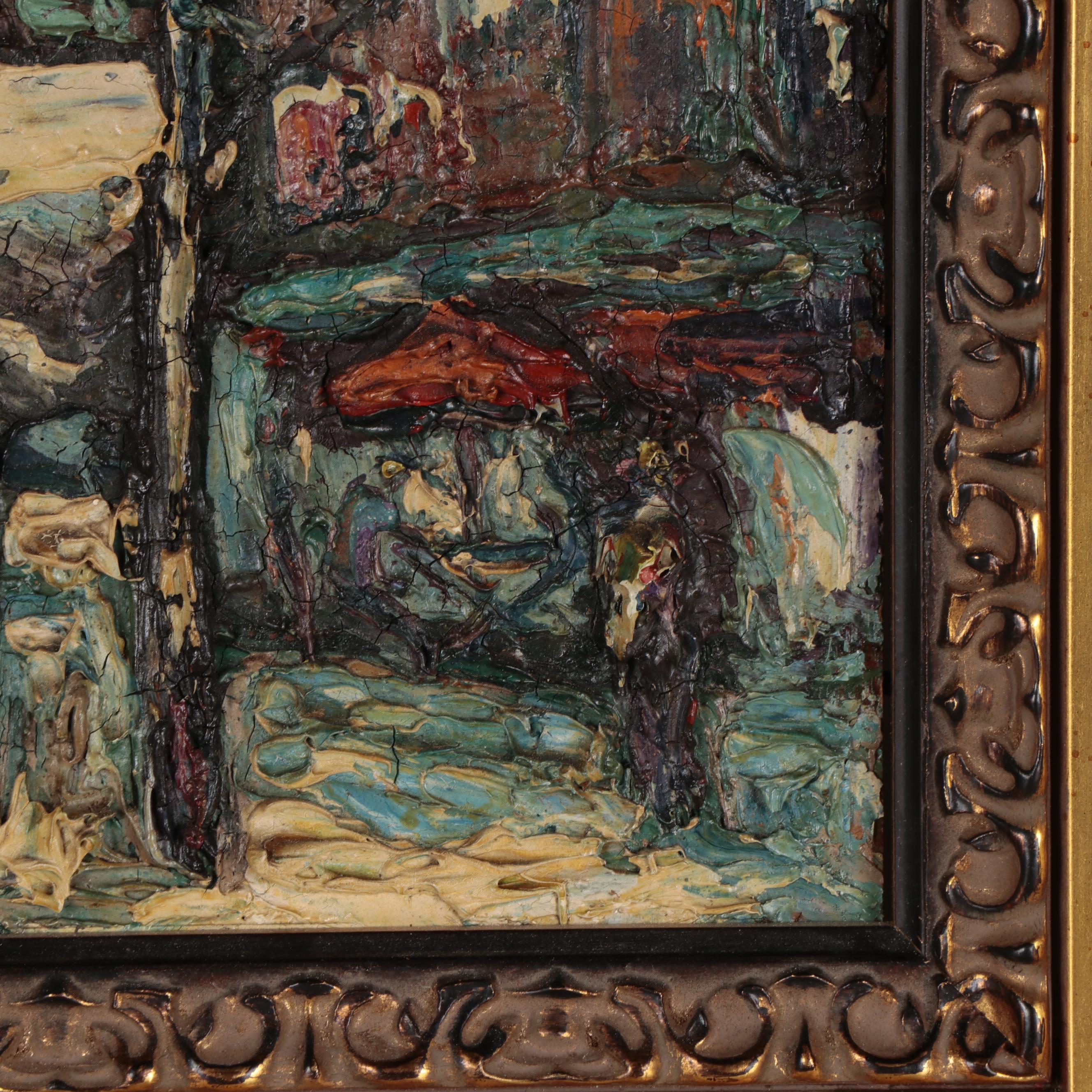 Preben Rasmussen Cityscape Oil Painting, Mid-20th Century