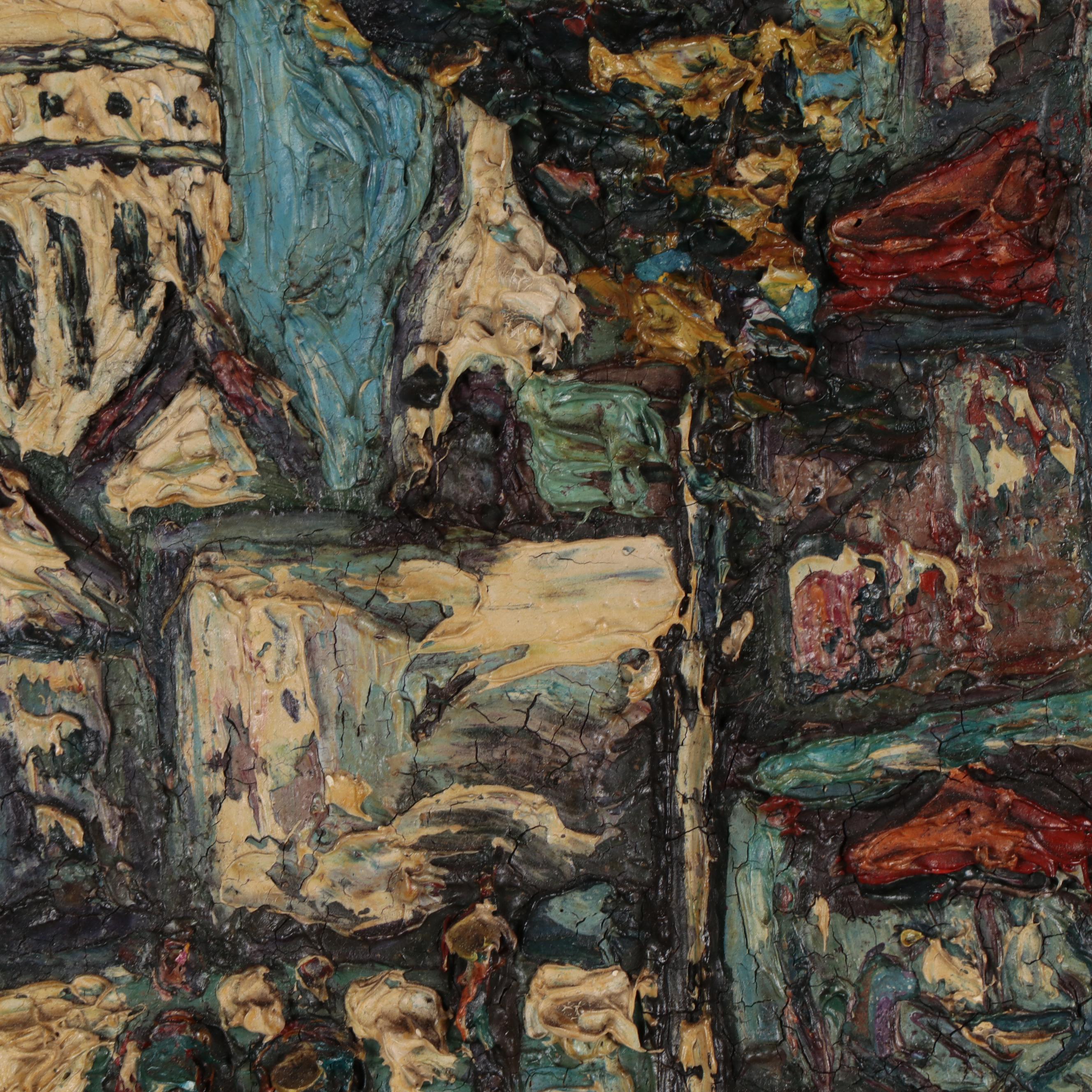 Preben Rasmussen Cityscape Oil Painting, Mid-20th Century