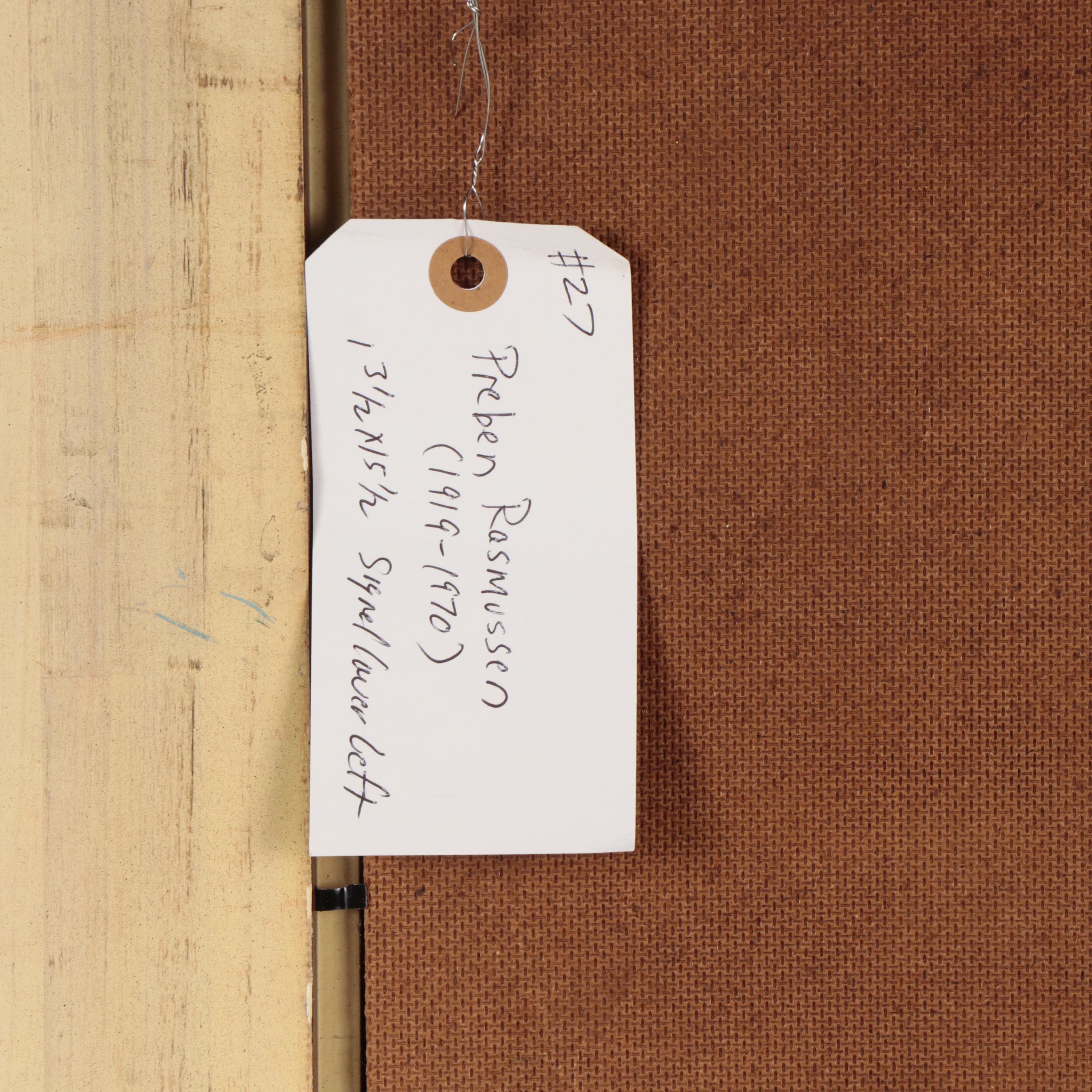 Preben Rasmussen Cityscape Oil Painting, Mid-20th Century