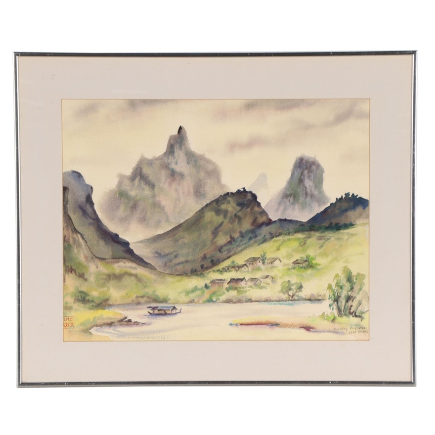 Dorothy Cogswell Landscape Watercolor Painting, 1981