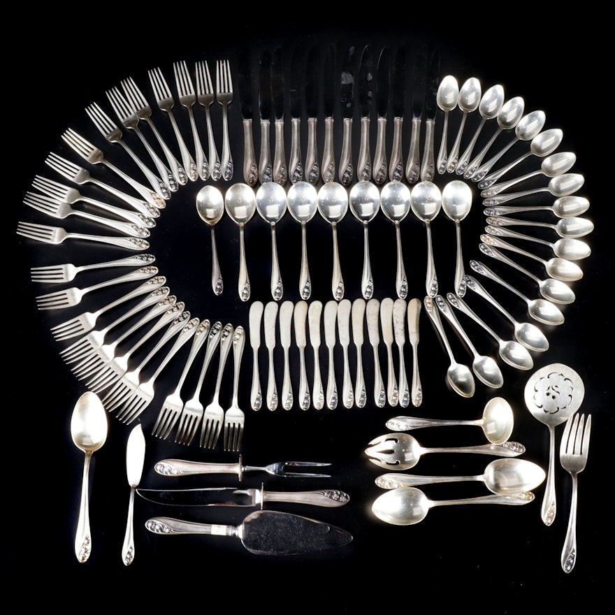 Gorham "Lily of the Valley" Sterling Flatware with Other Silver Utensils
