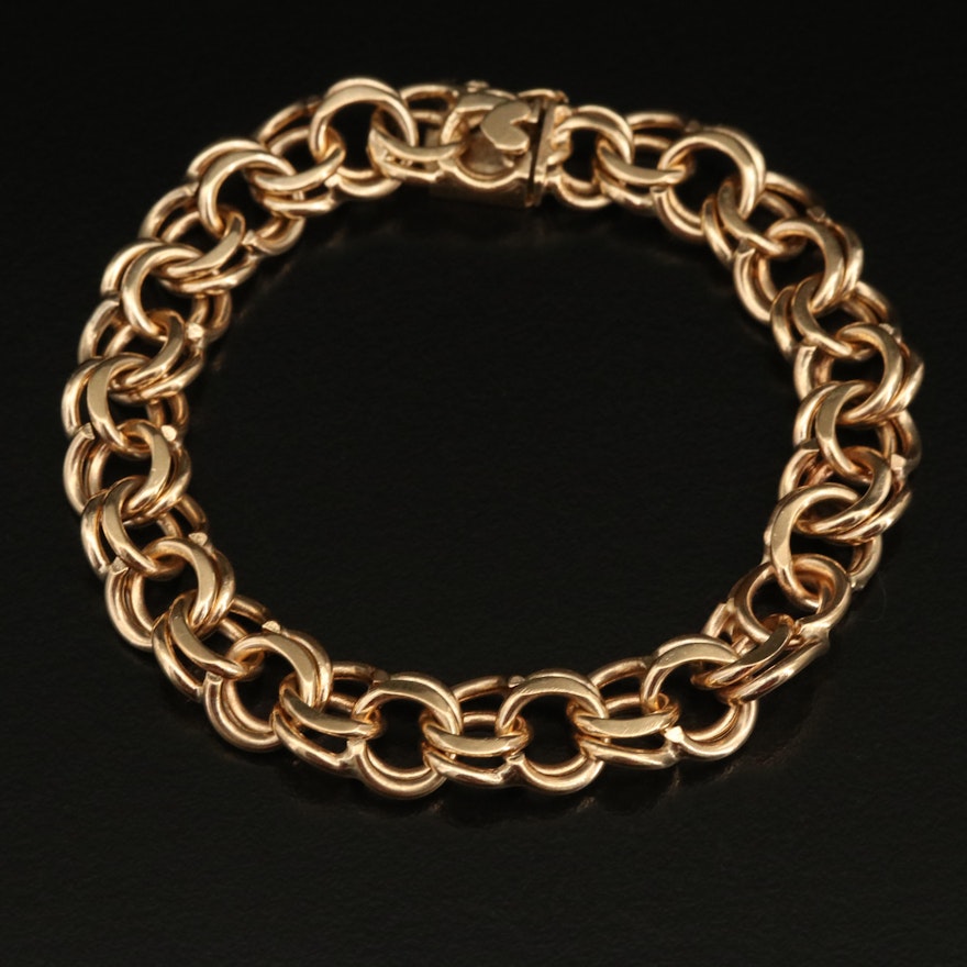 14K Double Curb Chain Bracelet