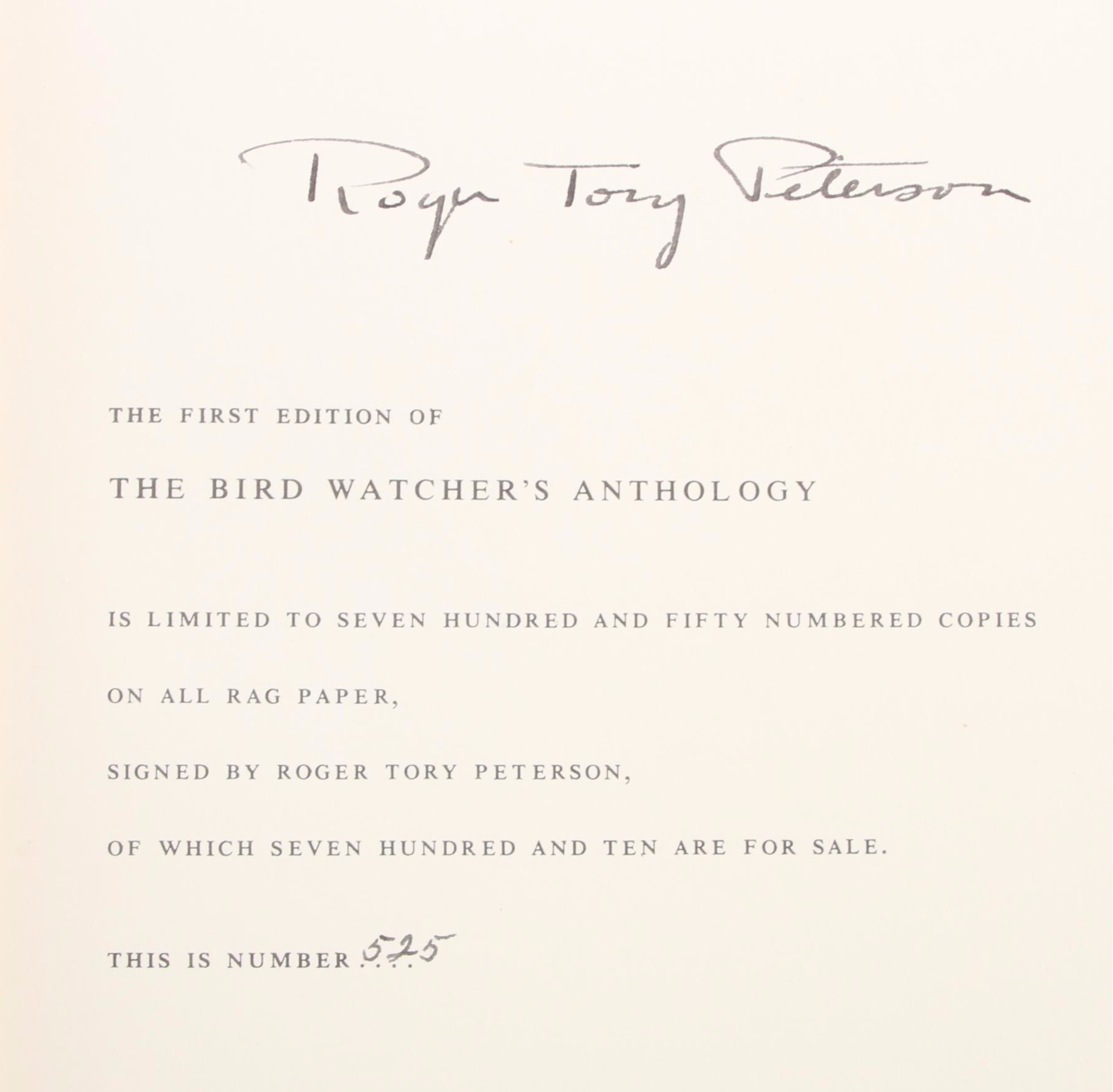 Signed First Edition "Bird Watcher's Anthology" by Roger Tory Peterson and More