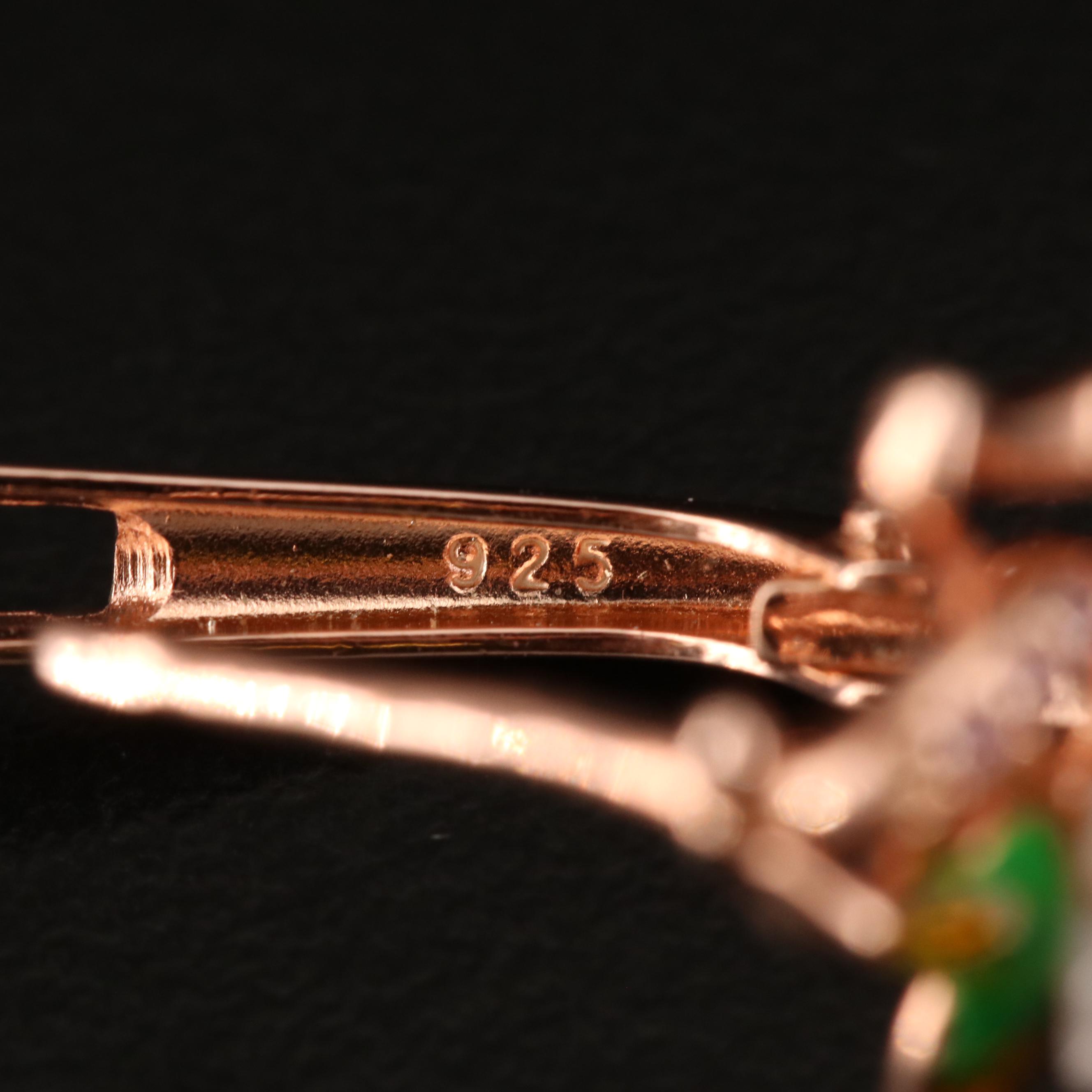 Sterling Floral Earrings Including Mother of Pearl, Diopside and Cubic Zirconia