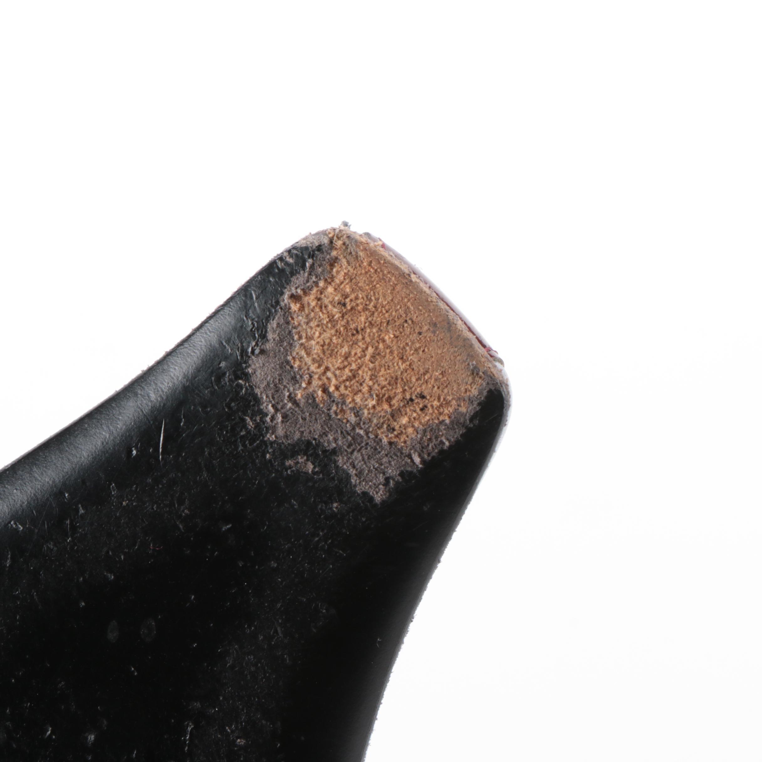 Prada Kitten Heels in Pale Blue Leather and Brown Patent Leather with Web Stripe