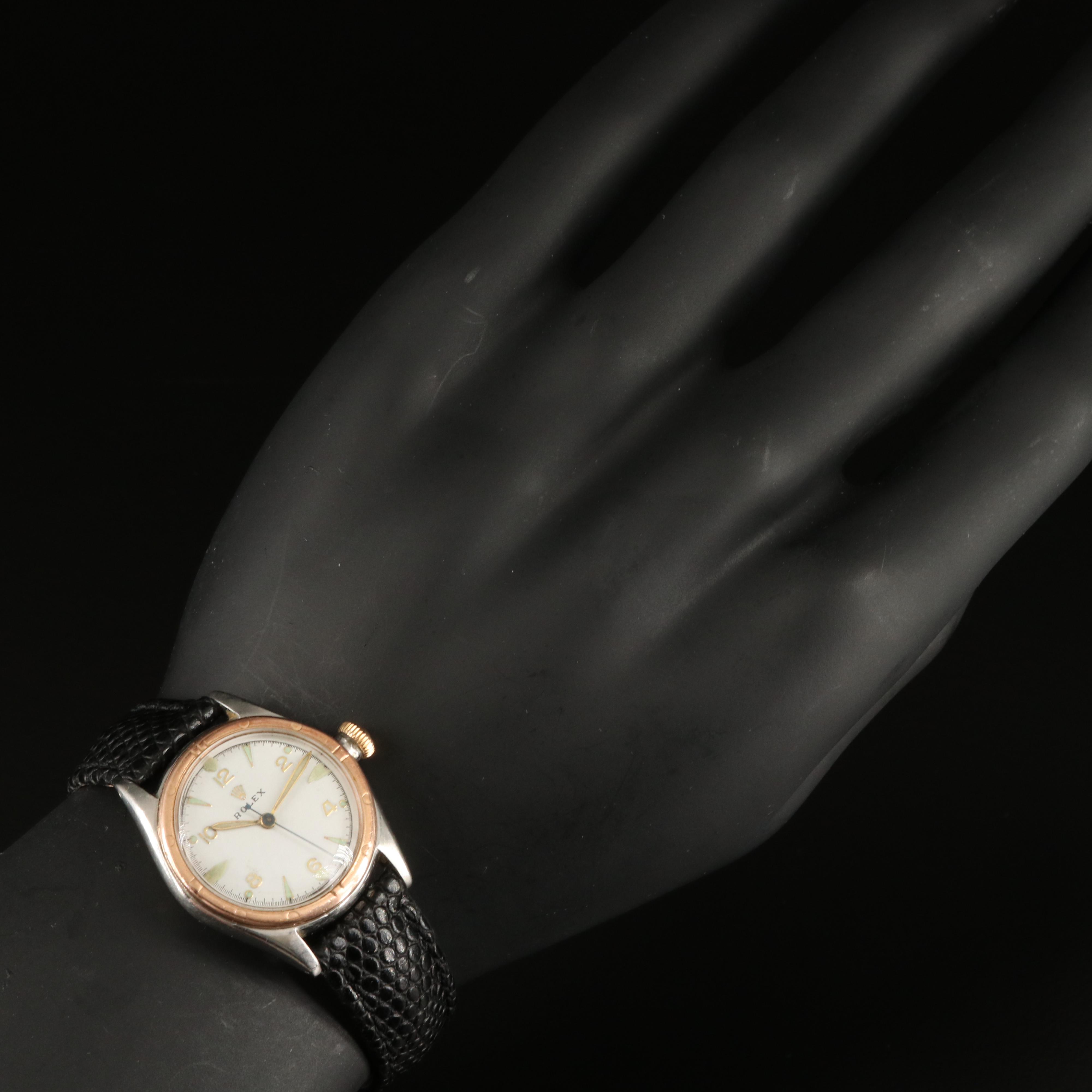 1935 Rolex Stainless Steel and Gold Filled Stem Wind Watch