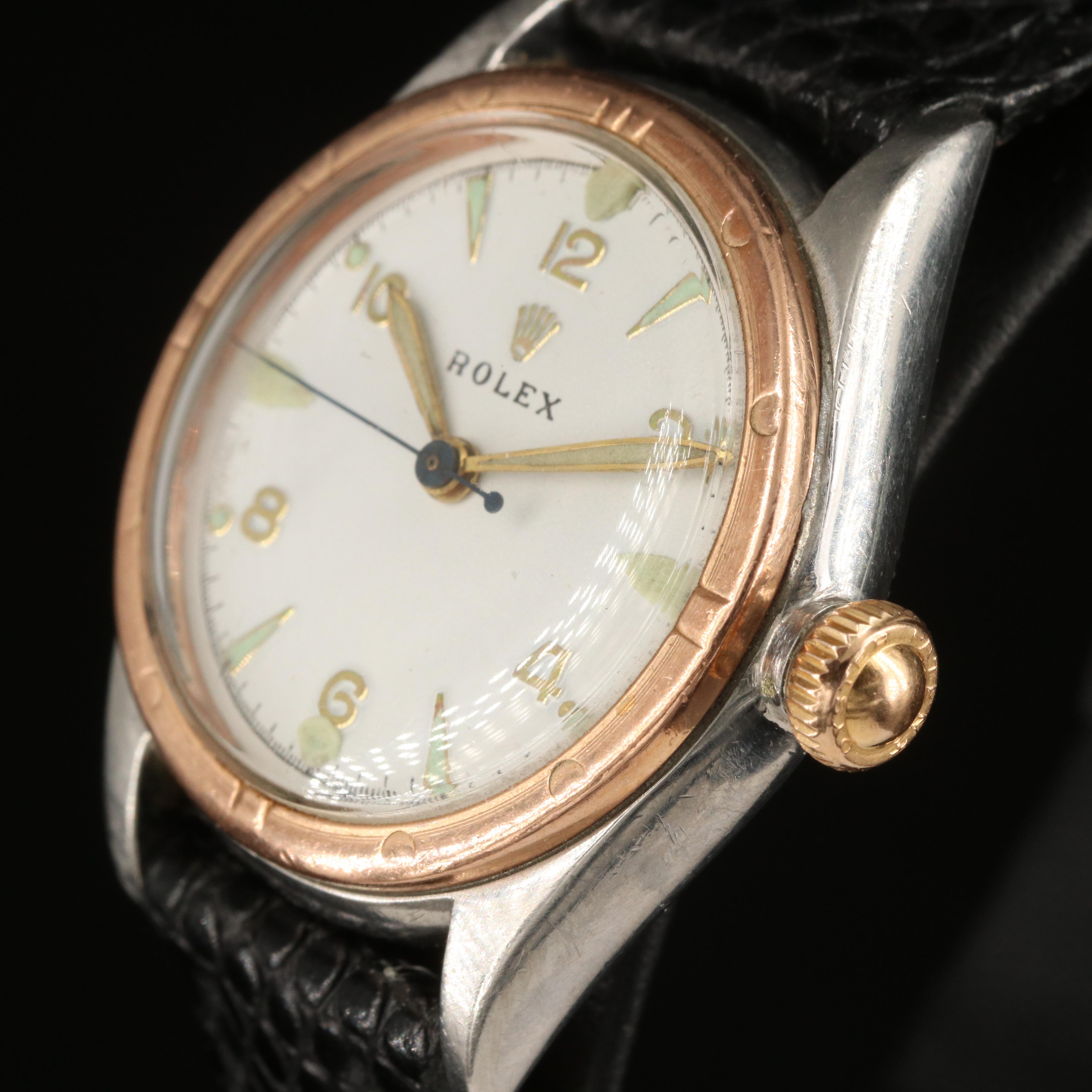 1935 Rolex Stainless Steel and Gold Filled Stem Wind Watch