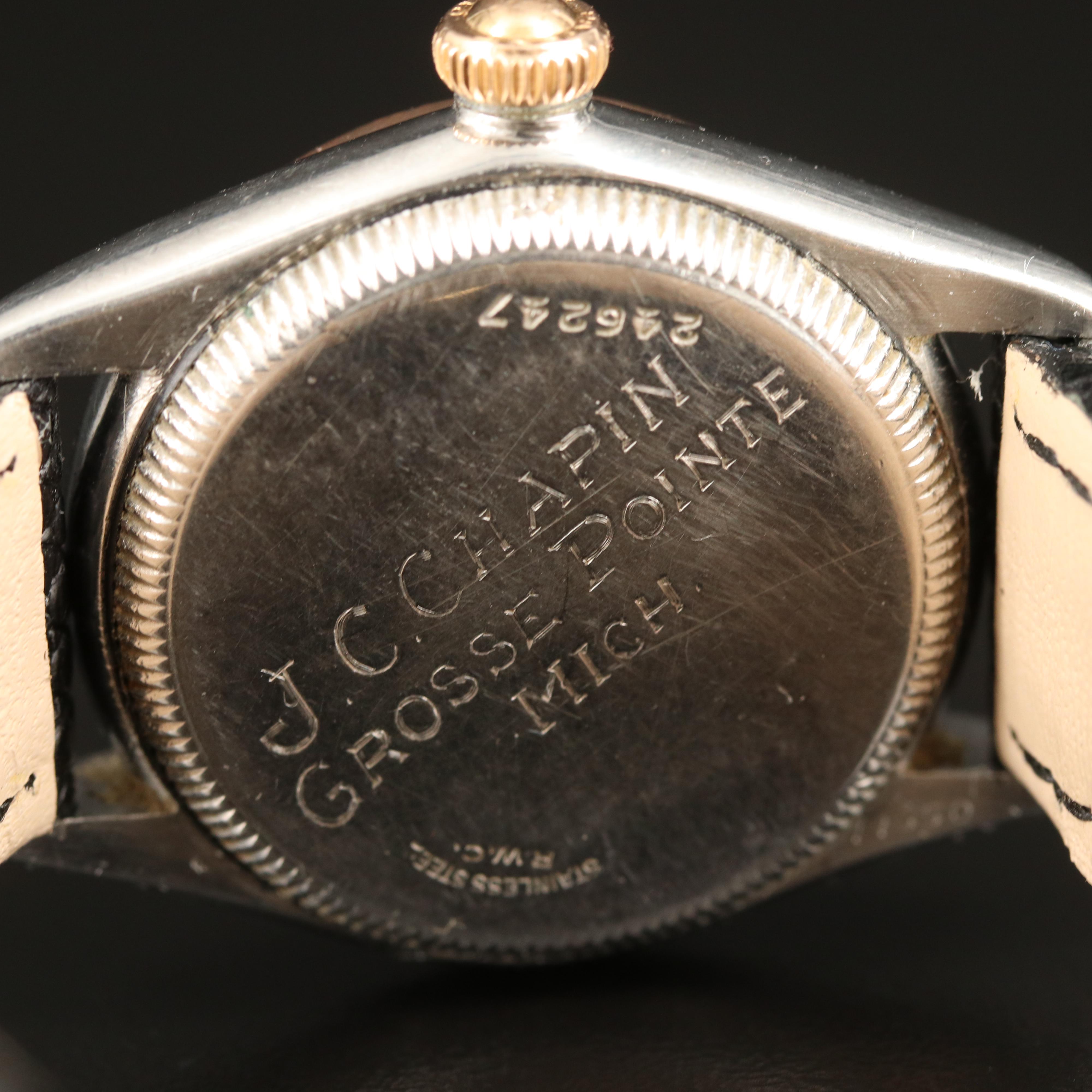 1935 Rolex Stainless Steel and Gold Filled Stem Wind Watch