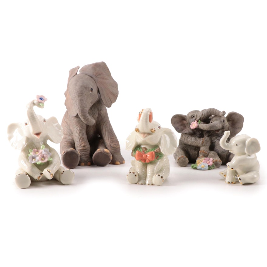 Lenox Porcelain Elephant Figurines, Late 20th Century