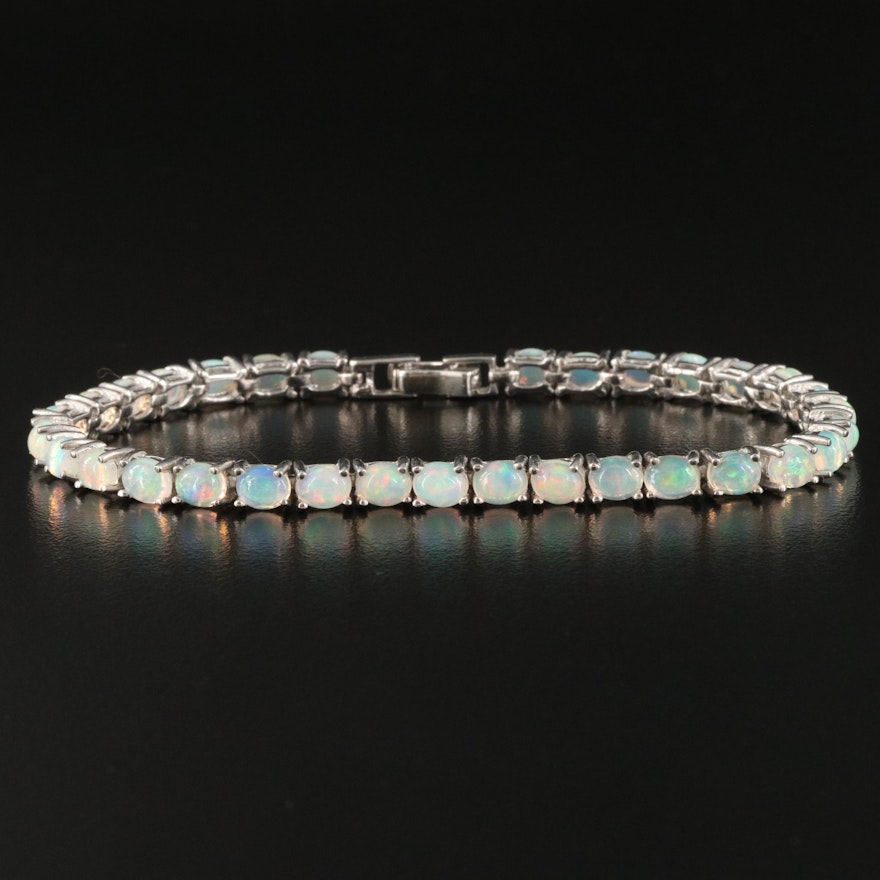 Sterling Silver Opal Line Bracelet