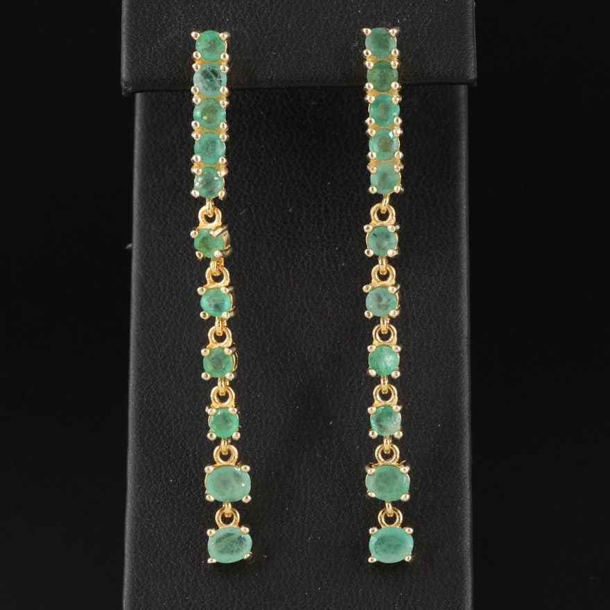 Sterling Silver Emerald Line Earrings