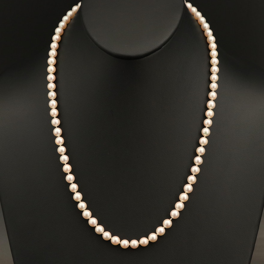Near-Round Pearl Necklace with 14K Clasp