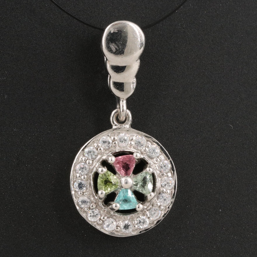 Sterling Silver Tourmaline and Zircon Pendant