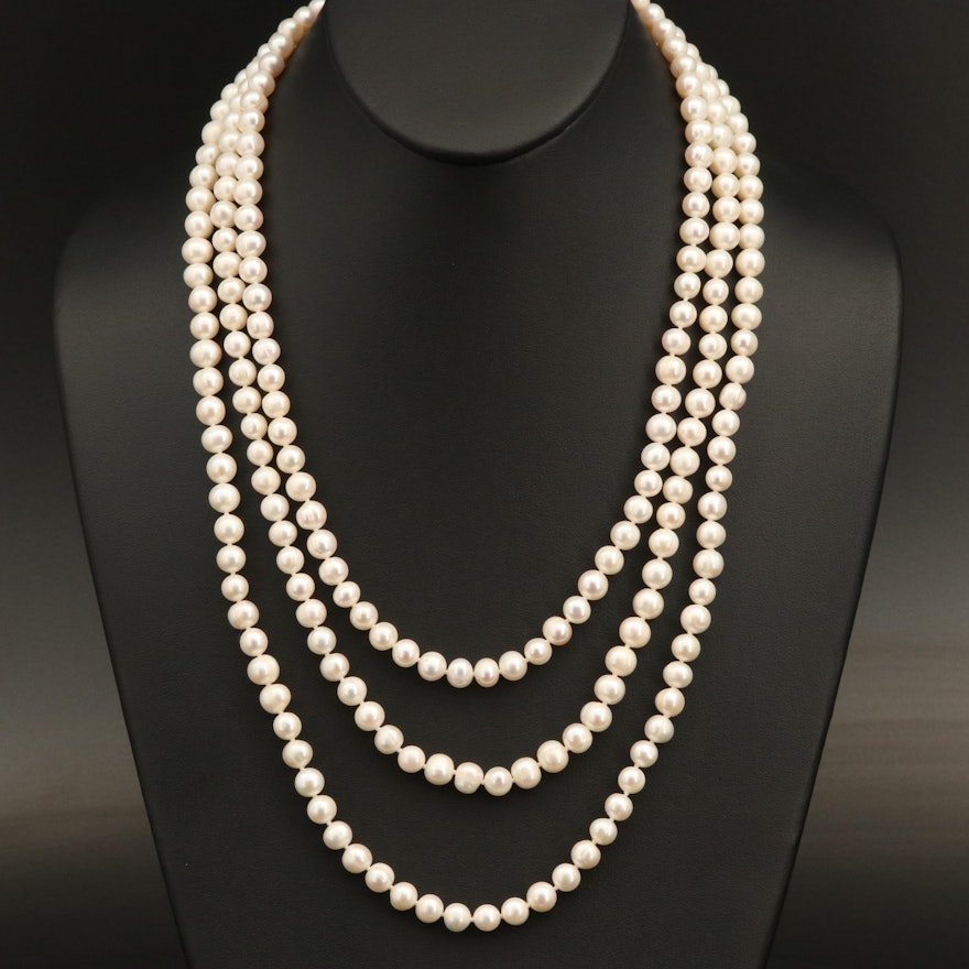 Endless Rope Length Pearl Necklace