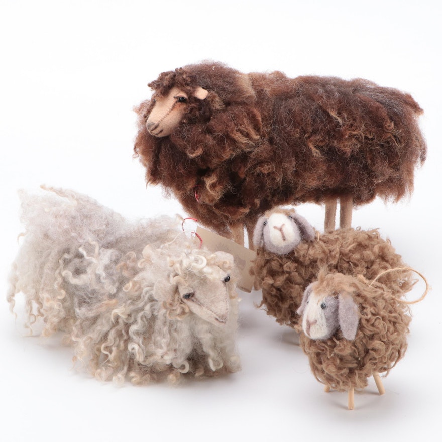 Handmade in Maine Fleece Sheep Figurines