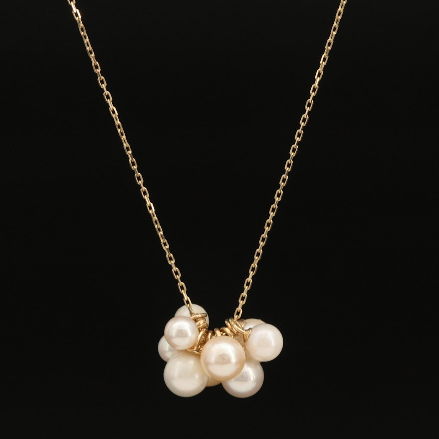 14K Pearl and Diamond Necklace