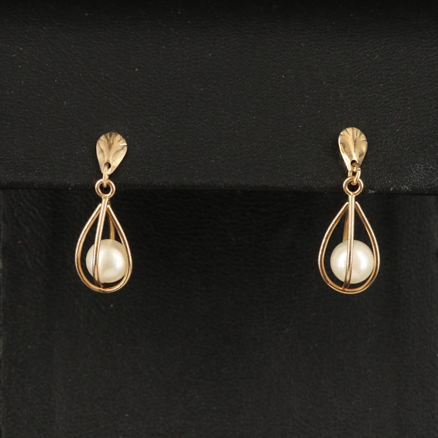 14K Pearl Drop Earrings