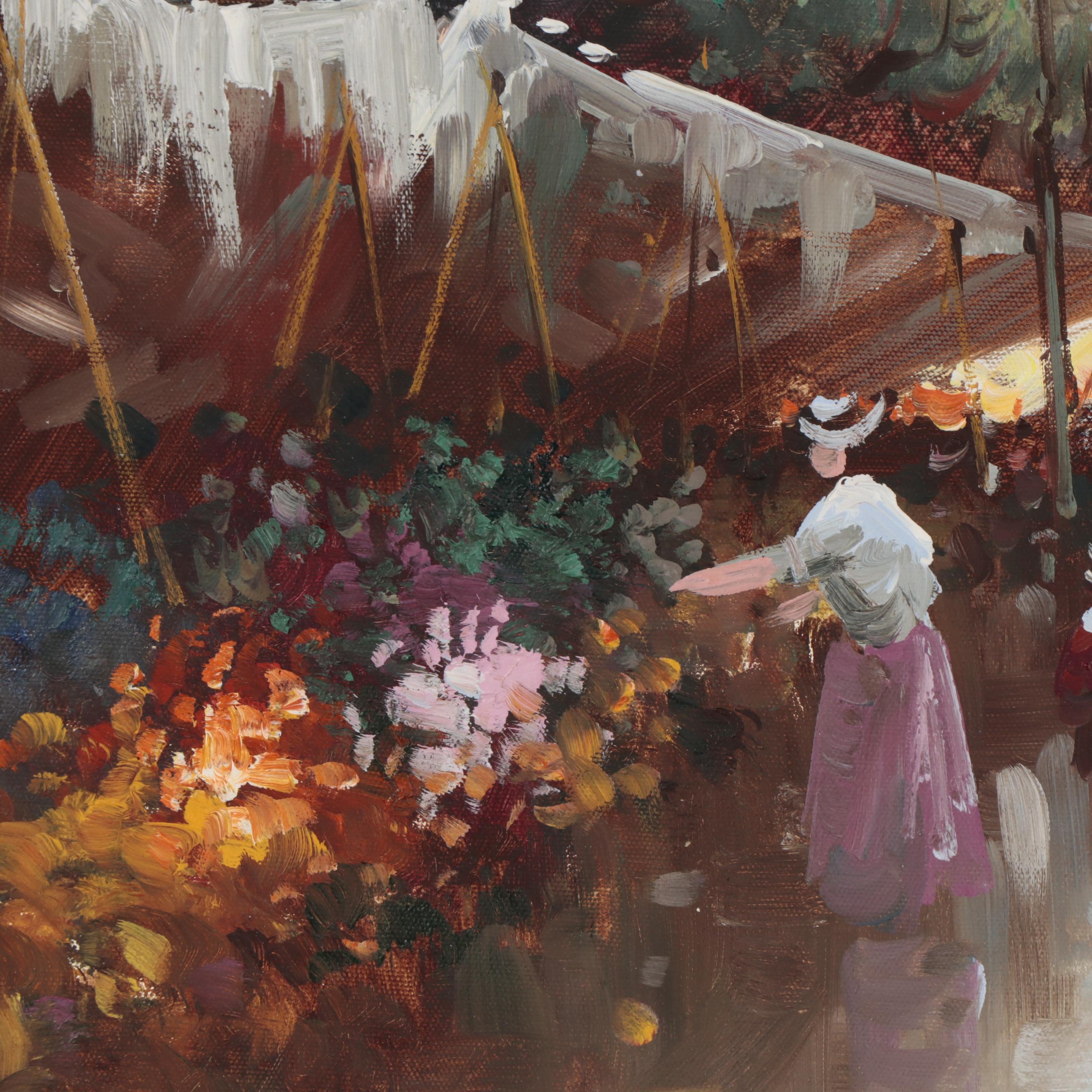 Max Taylor Oil Painting of Paris Street Scene, Late 20th Century