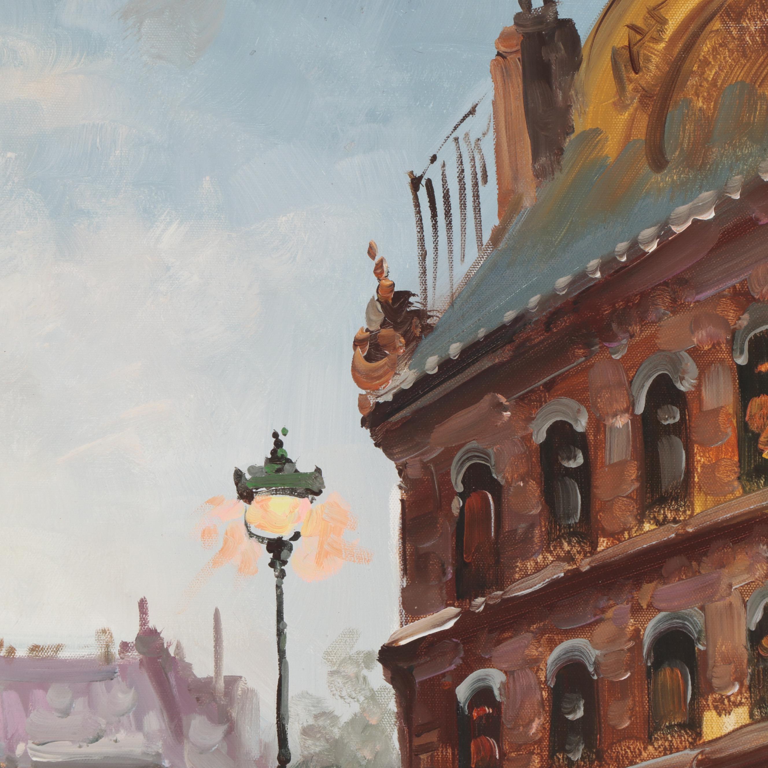 Max Taylor Oil Painting of Paris Street Scene, Late 20th Century