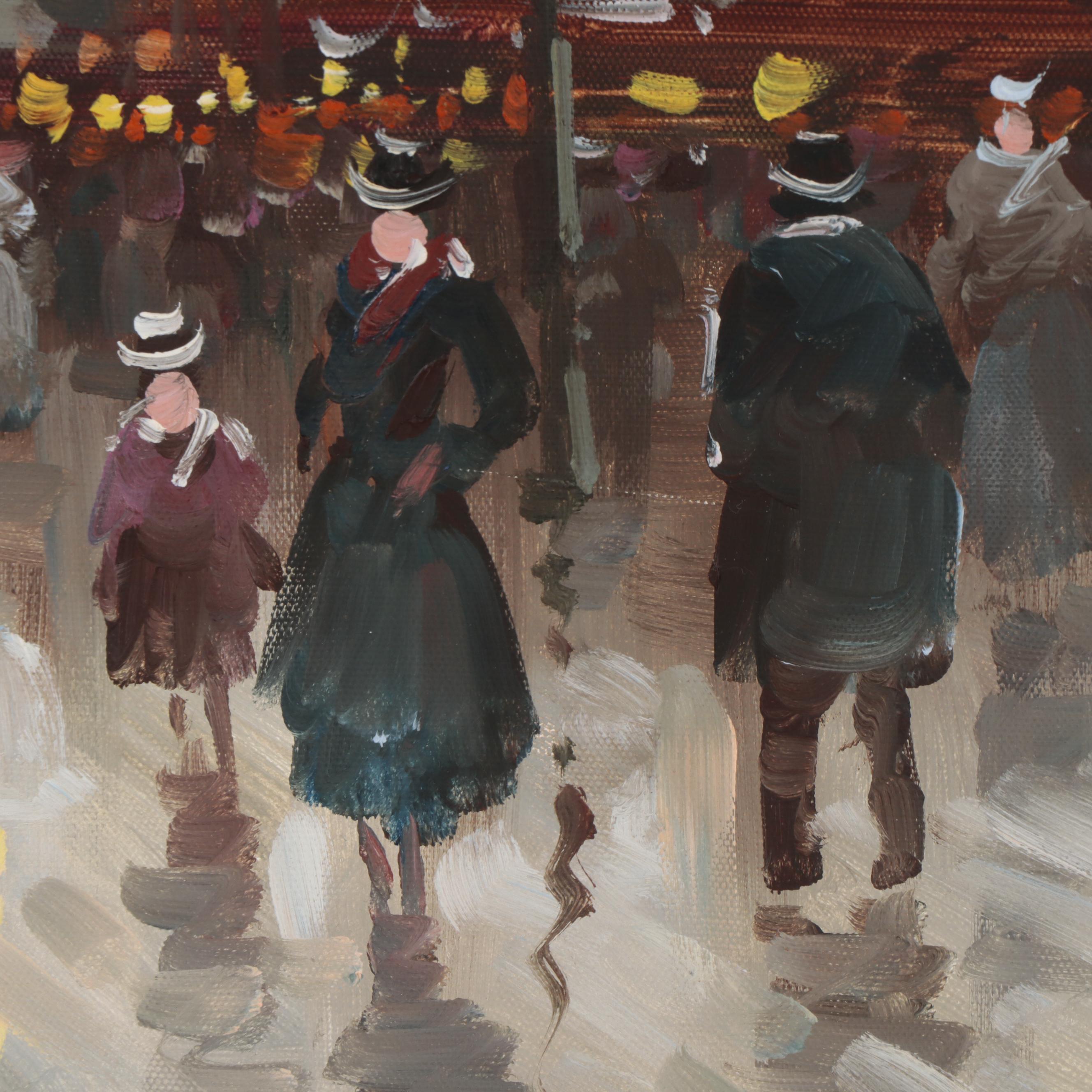 Max Taylor Oil Painting of Paris Street Scene, Late 20th Century