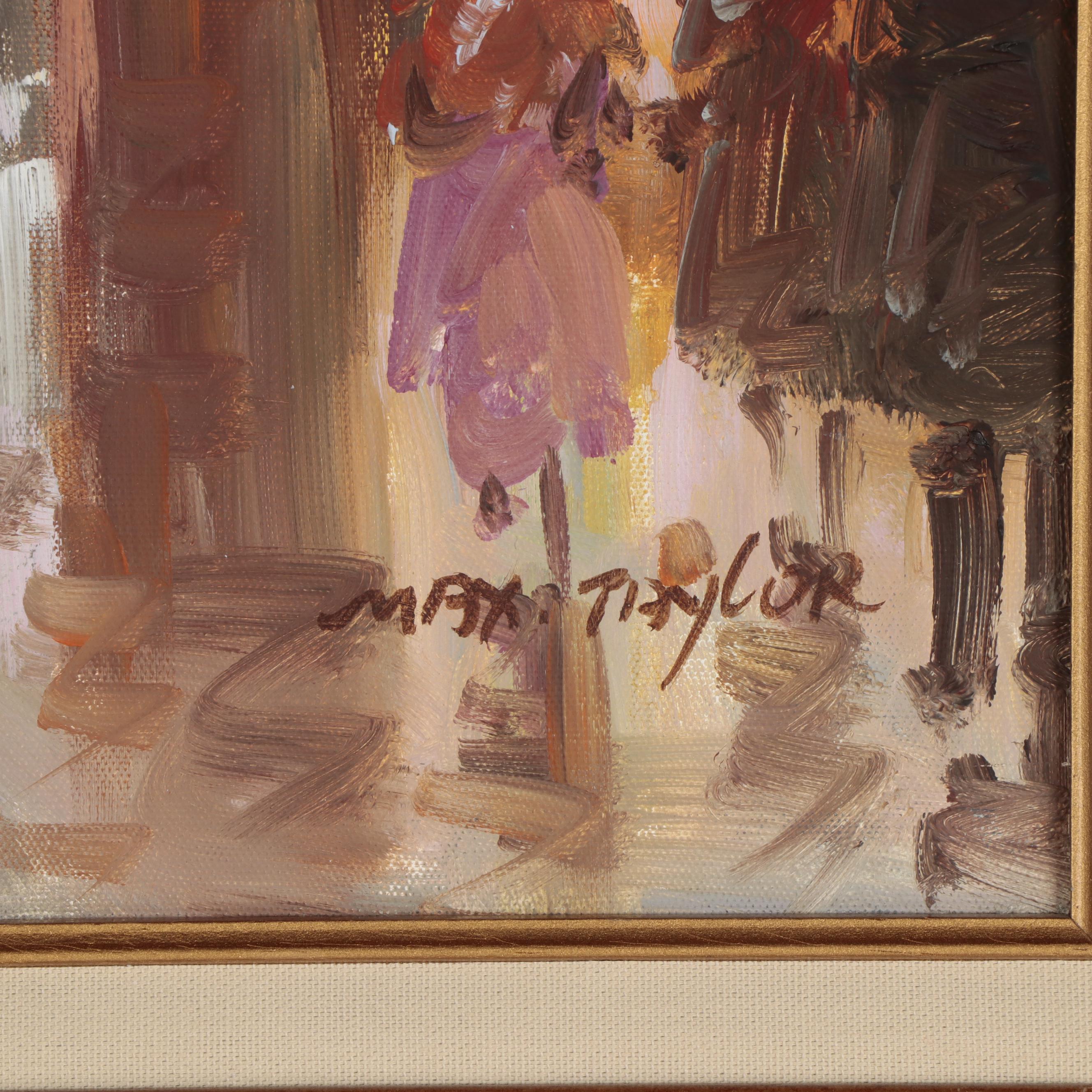 Max Taylor Oil Painting of Paris Street Scene, Late 20th Century