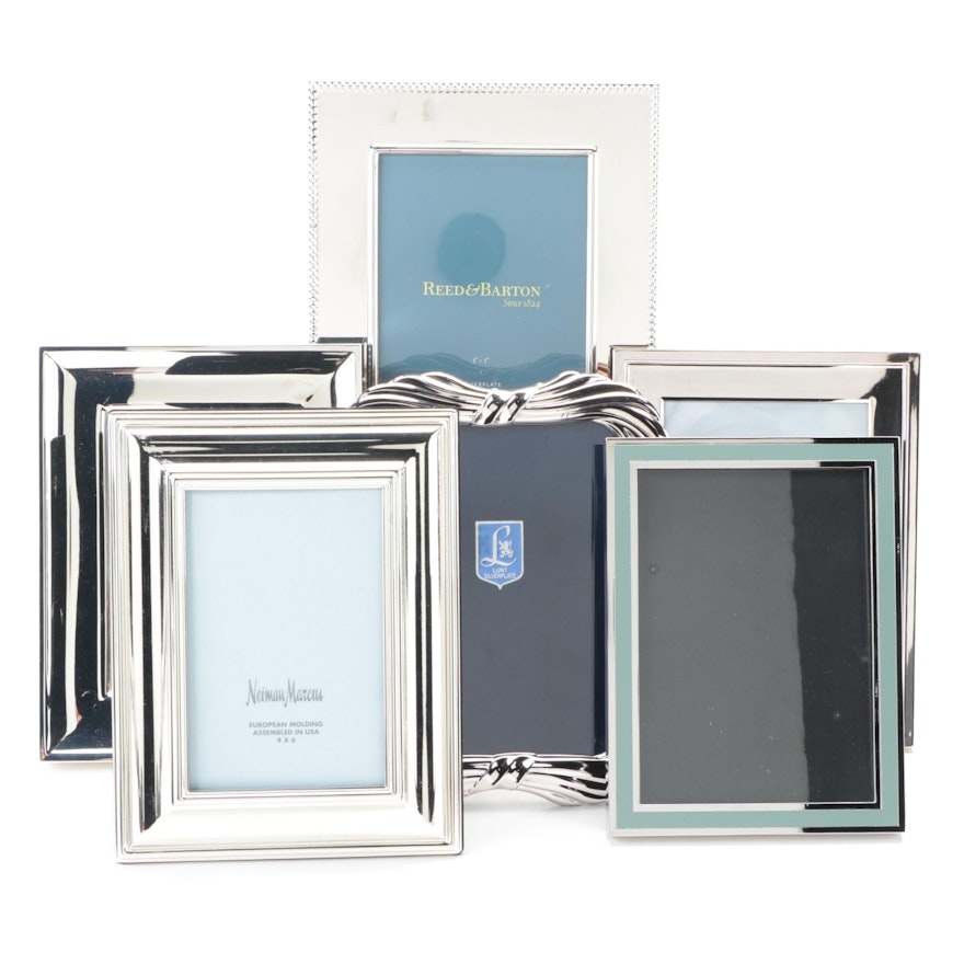 Lunt, Reed & Barton and Waterford Silver Plate Picture Frames with Other Frames