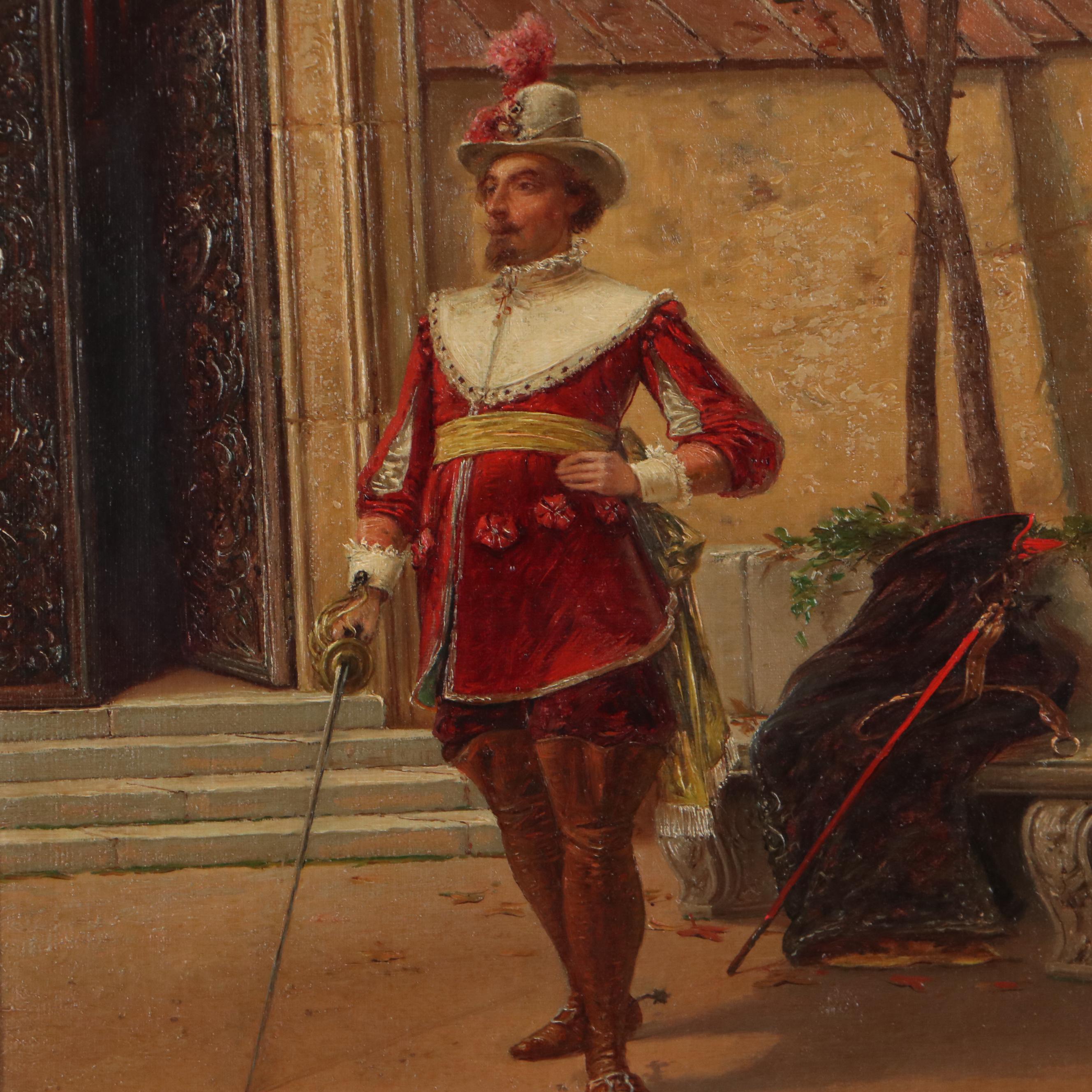 Oldrich Farsky Oil Painting of Musketeer, Circa 1900