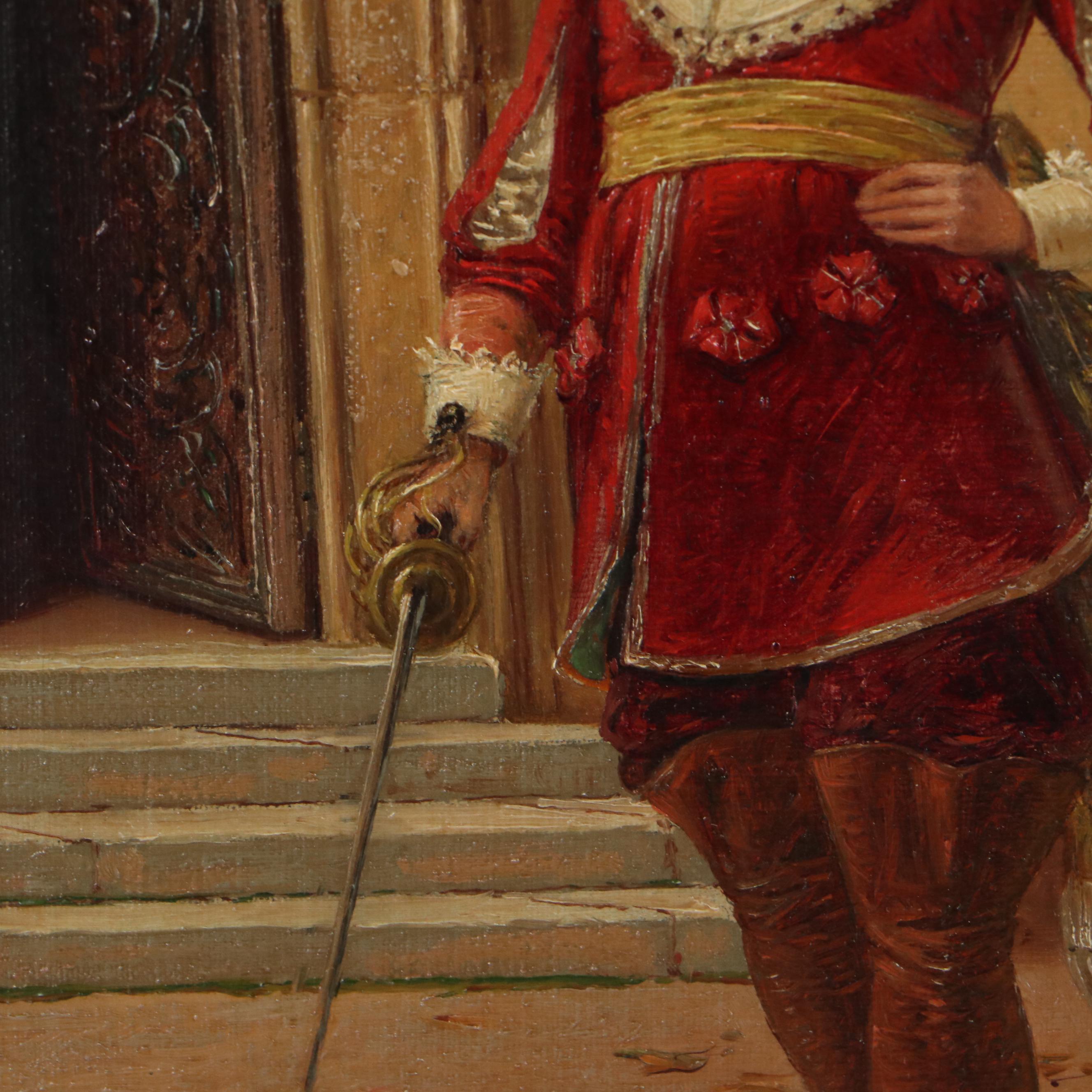 Oldrich Farsky Oil Painting of Musketeer, Circa 1900