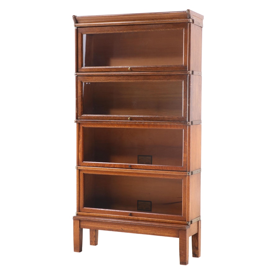 Globe-Wernicke Oak Four-Stack Sectional Barrister's Bookcase, Early 20th Century