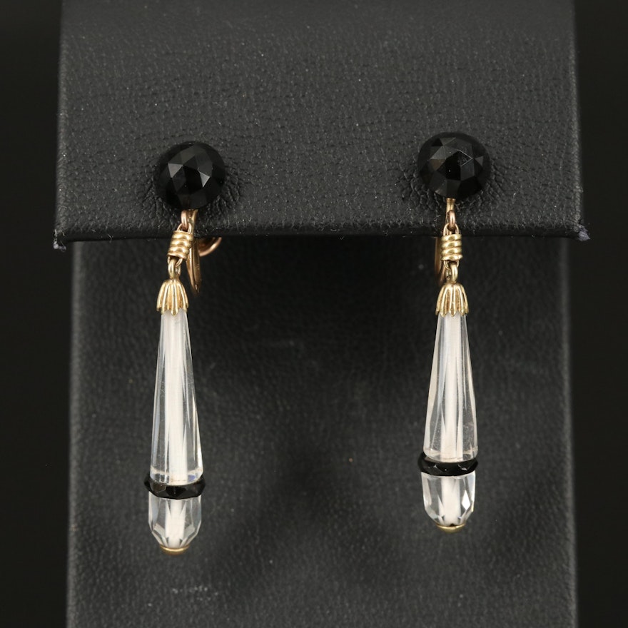 14K Faceted Glass Drop Earrings