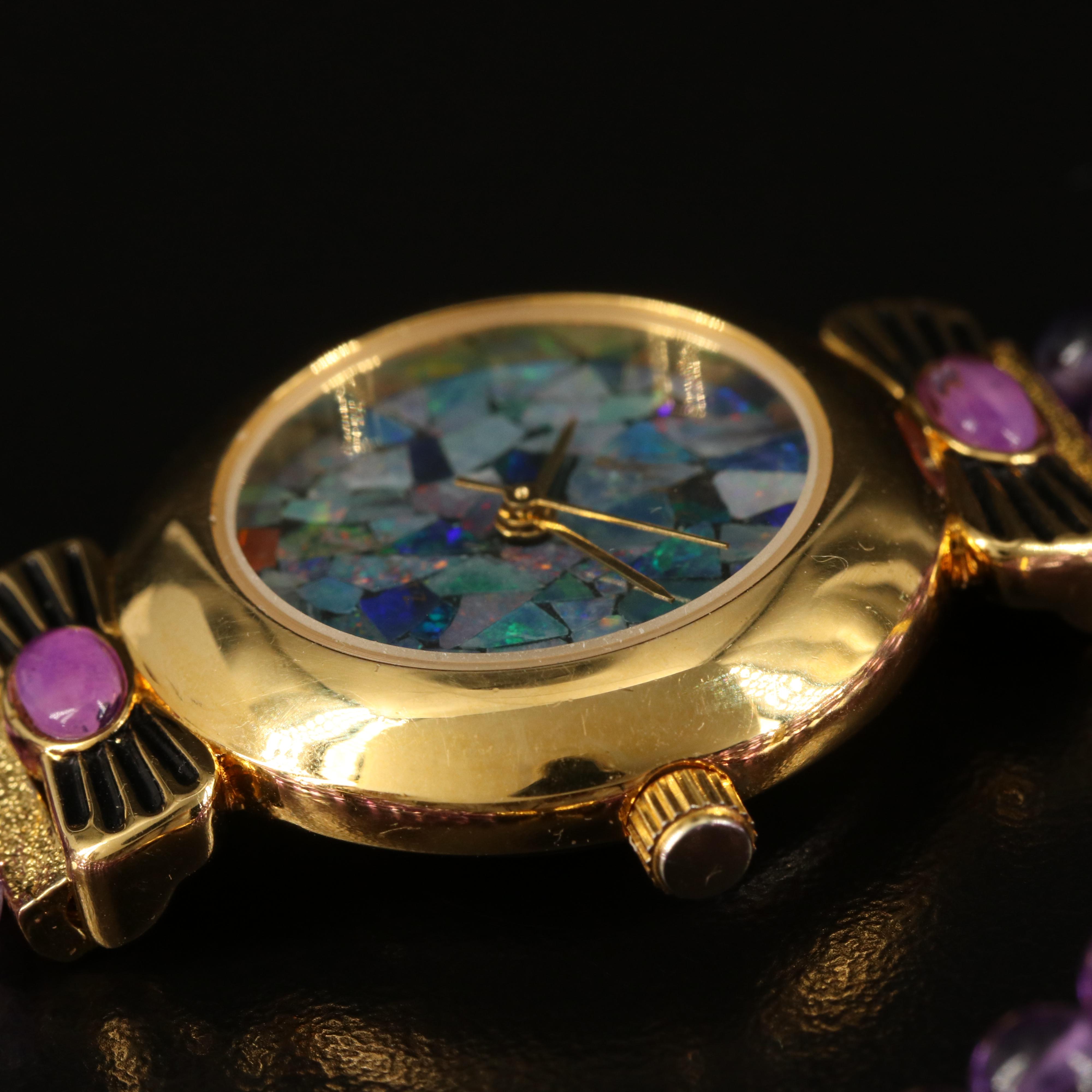 Yip's Mosiac Opal Dial and Amethyst Band Watch