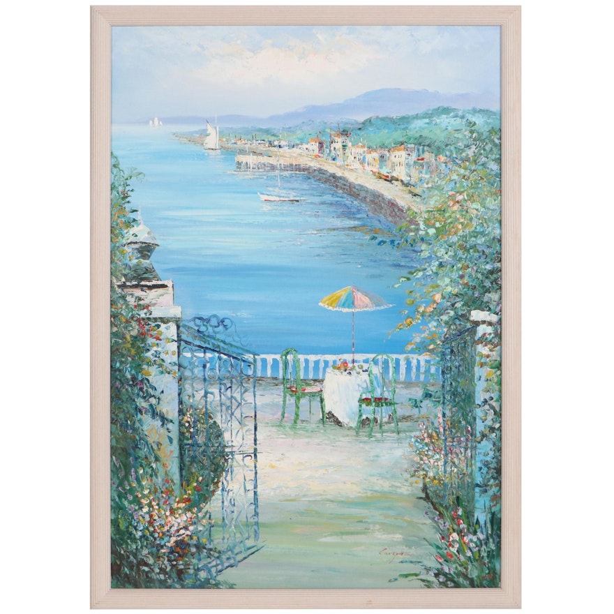 Oil Painting of Ocean View, Late 20th Century
