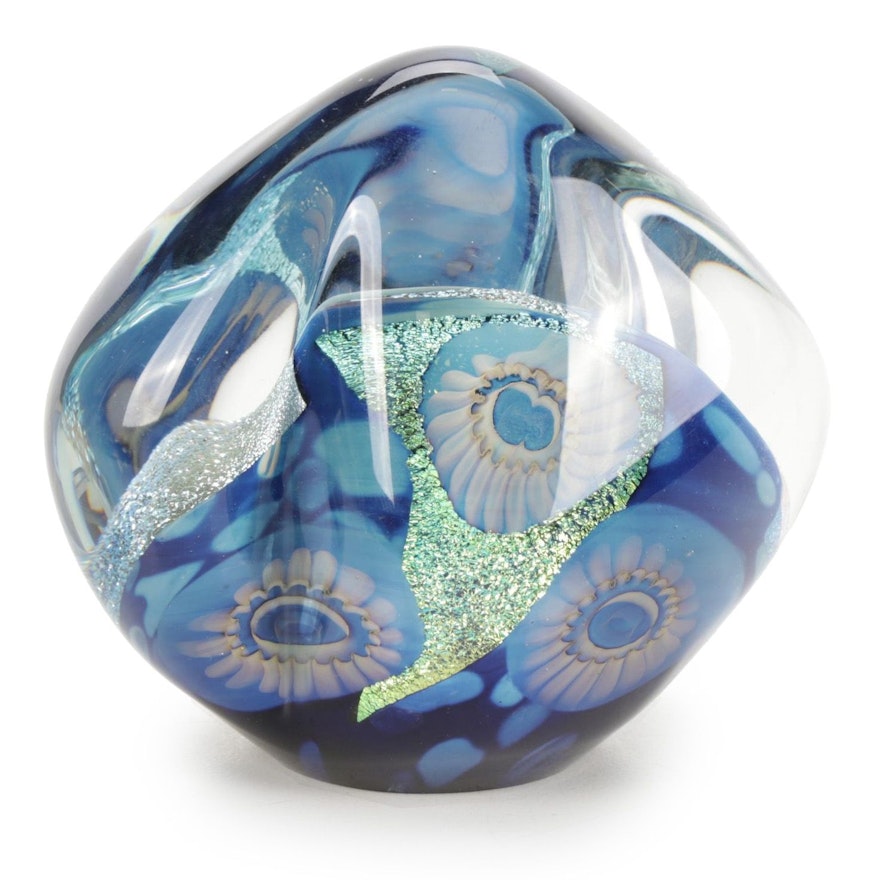 Robert Eickholt "Deep Sea" Handblown Art Glass Paperweight, 2008