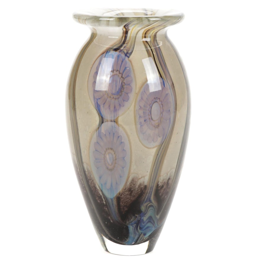 Robert Eickholt Handblown Iridescent Art Glass Vase, 2008