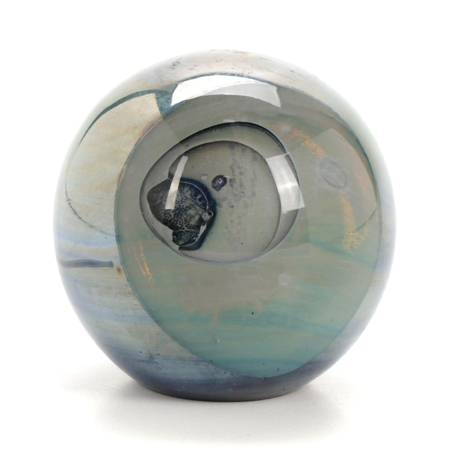 Robert Eickholt Handblown Art Glass Paperweight, 1982