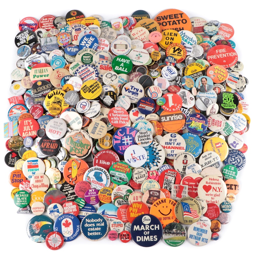 Political, Advertising, and Other Pinbacks, Late 20th Century