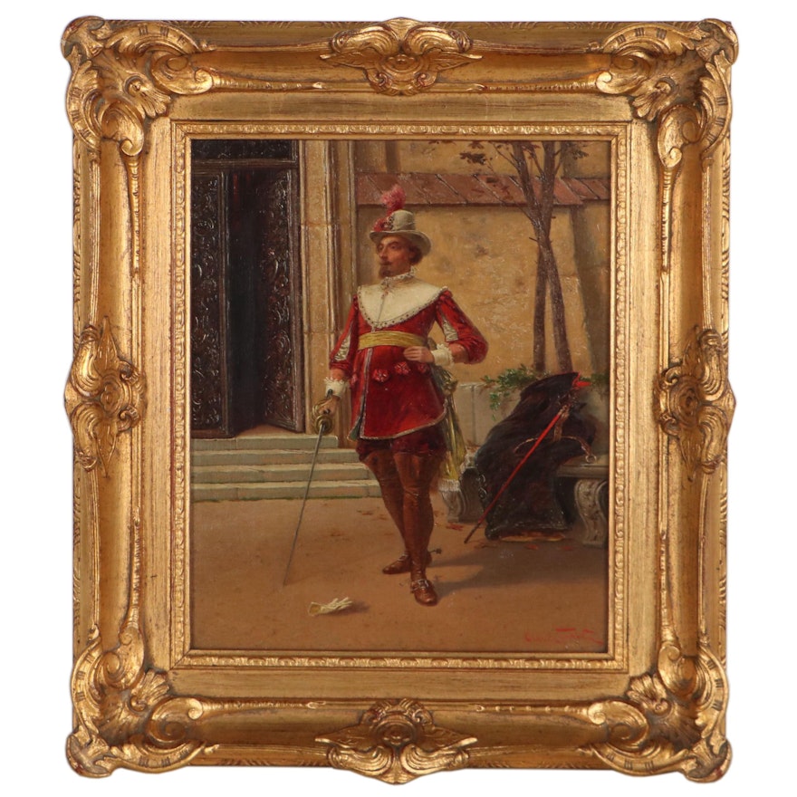 Oldrich Farsky Oil Painting of Musketeer, Circa 1900
