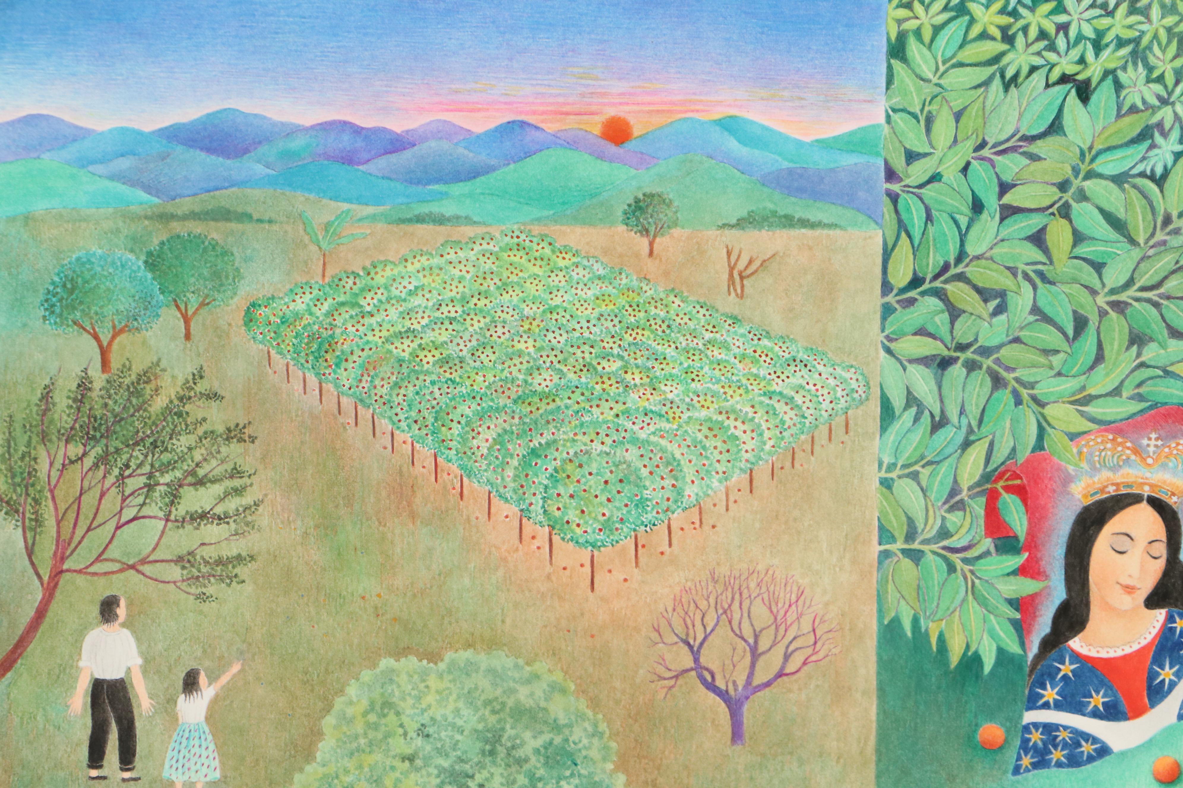 Beatriz Vidal Colored Pencil Drawing of Orange Grove