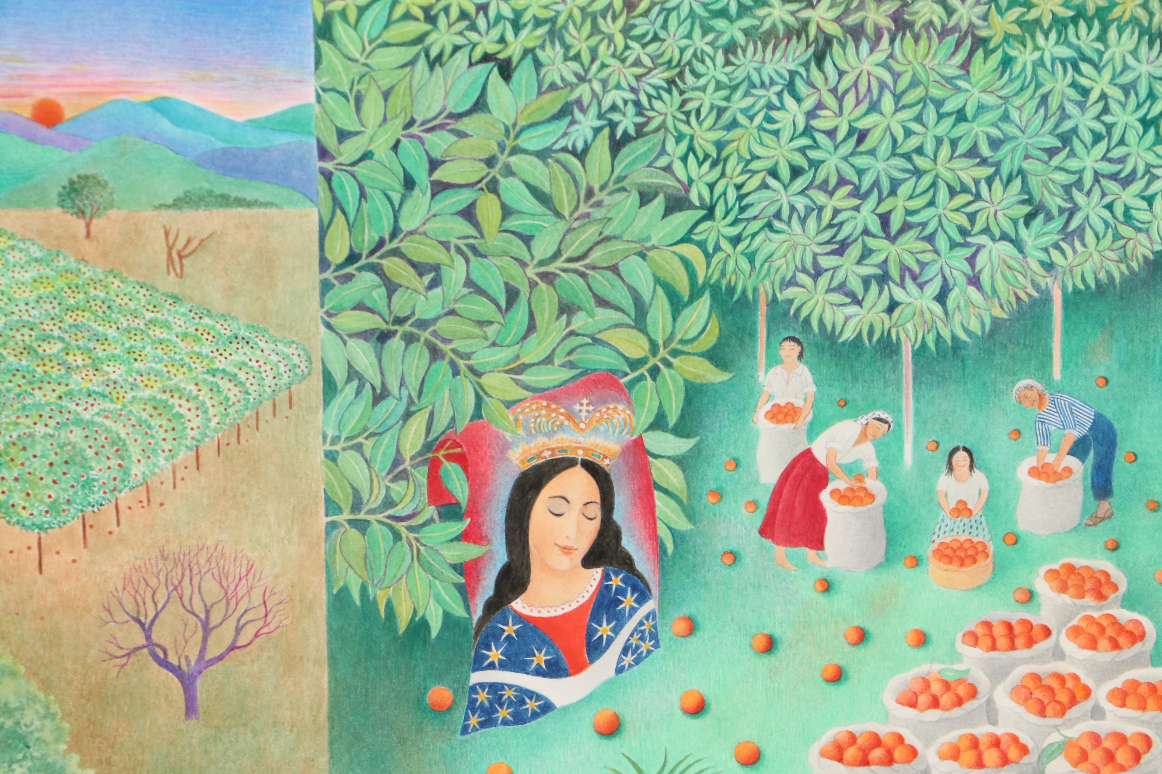 Beatriz Vidal Colored Pencil Drawing of Orange Grove